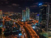 tel aviv aérea paisaje urbano israel azrieli en la noche